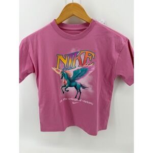 Nike Kids T Shirt Pegasus Graphic Tee Loose Fit Pink Medium NEW WITH TAGS